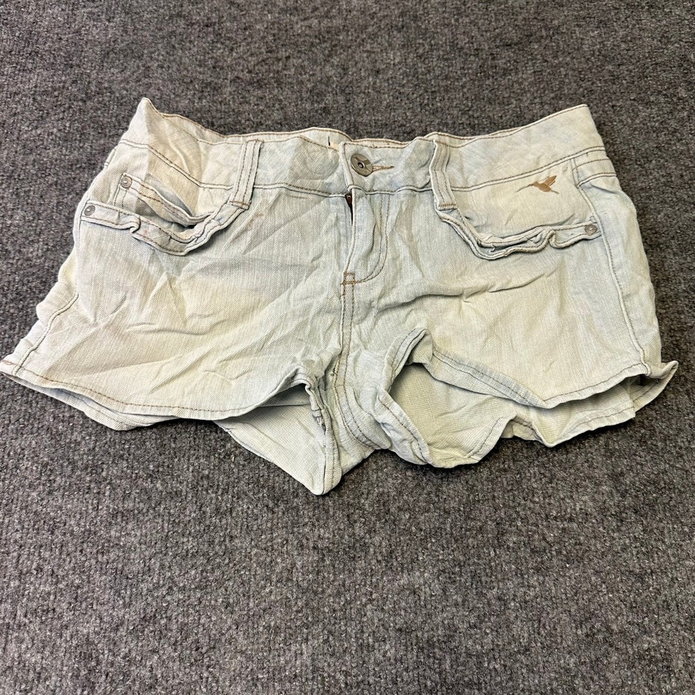 Wet Seal Shorts Womens Size 9 Light Wash Denim Heart Pocket Low Rise Bird Y2K